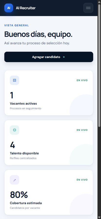 Dashboard de AI Recruiter en móvil