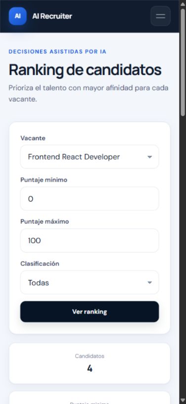 Ranking de AI Recruiter en móvil